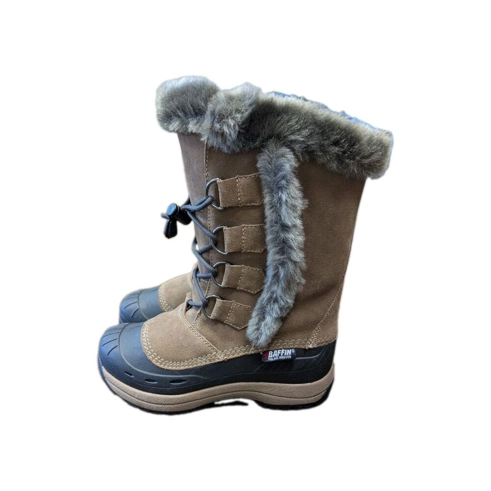BAFFIN Chloe Fur Lined Suede Winter Boots Women's US 7 Brown Insulated Suede EUC